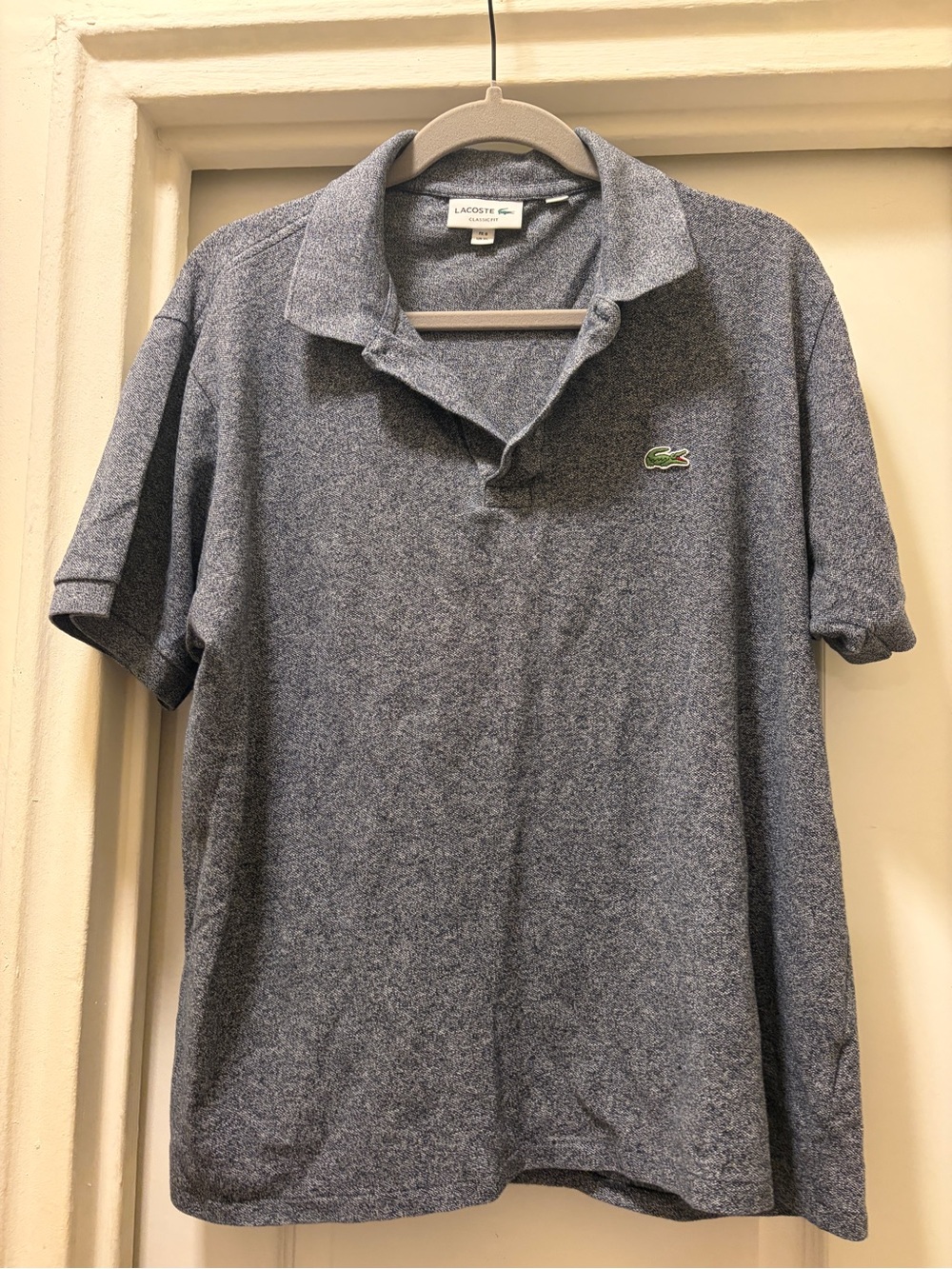 Lacoste Men's Navy Heather Polo with Green Croc
